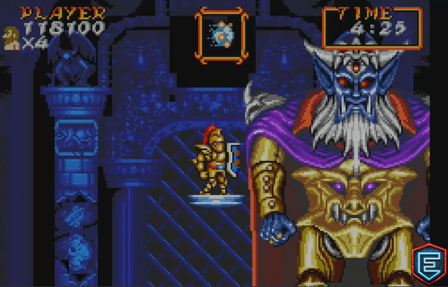 Sardius, jefe final de Super Ghouls'n Ghosts GBA, con 255 puntos de vida en dificultad Profesional