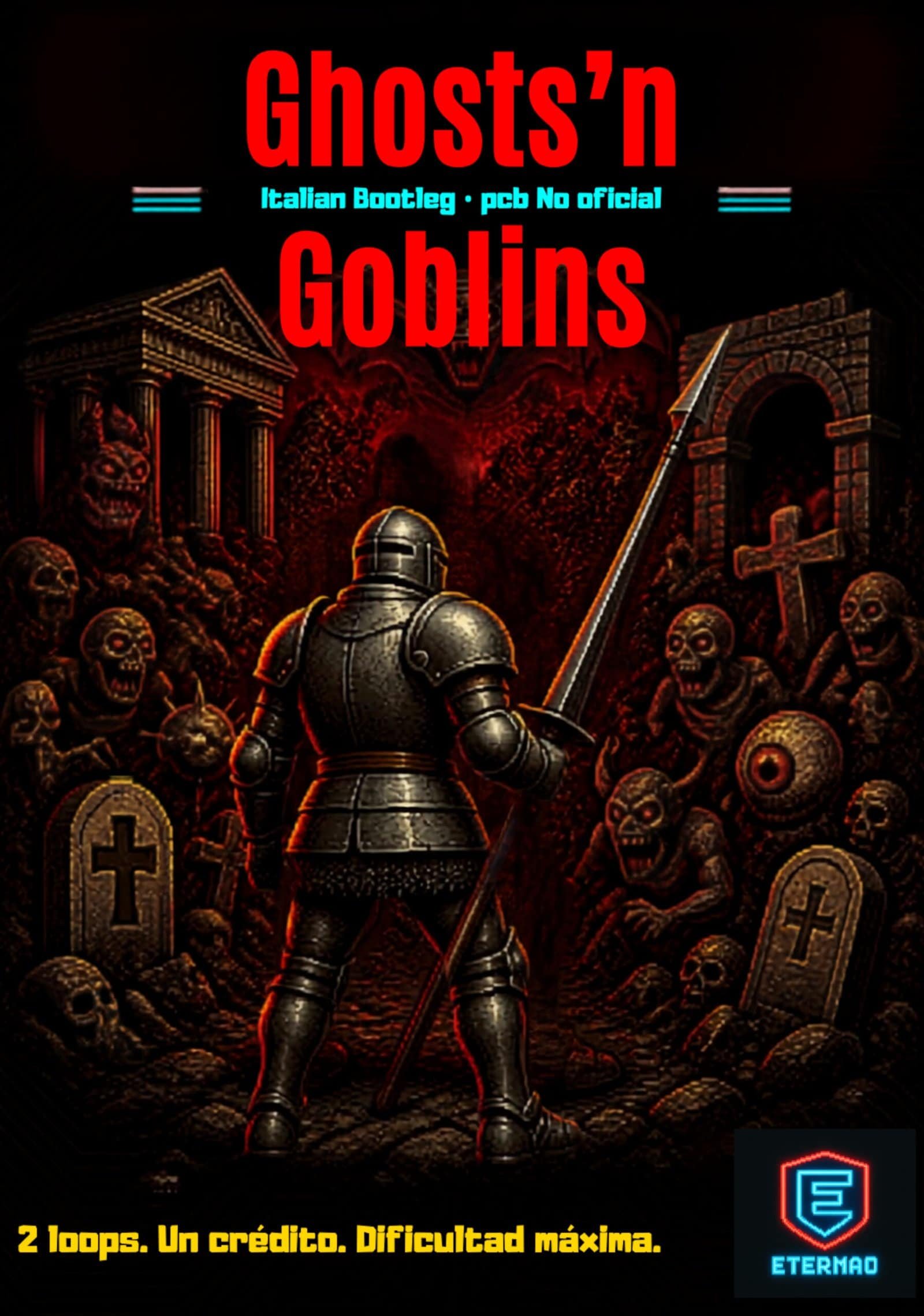 Poster Ghosts'n Goblins Italian Bootleg arcade art print Etermao