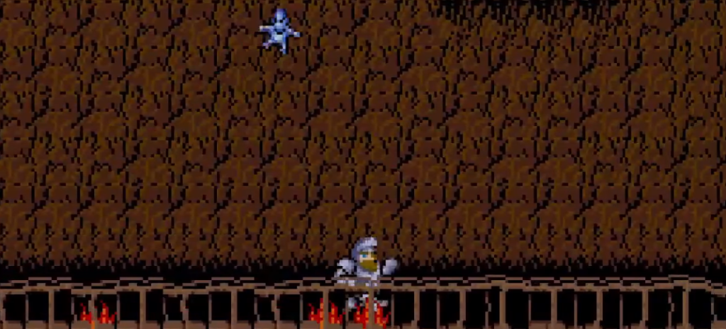 Arthur cruzando el puente de fuego sin daño en Ghosts n Goblins - truco secreto Capcom